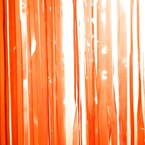 Black Orange Foil Fringe Curtains for Parties