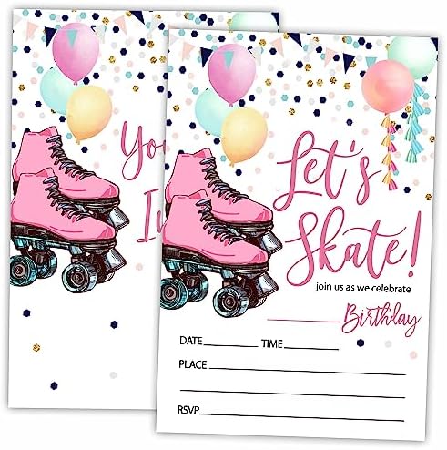 Lets Skate Birthday Invites with Envelopes