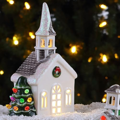 Mr Christmas Ceramic Church - 8 Inch Village Figurine