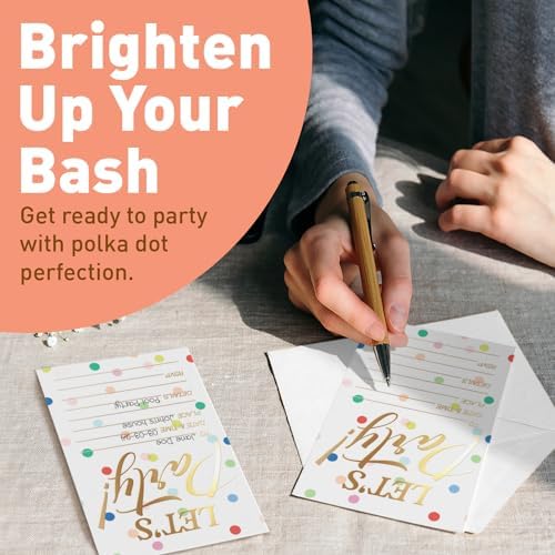 Sweetzer Orange Set of 25 Polka Dot Party Invites