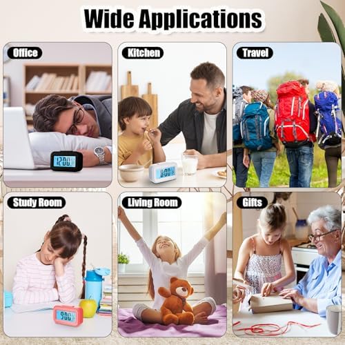 Highergo 3 Pack Digital Alarm Clocks with Night Light and Temperature Display