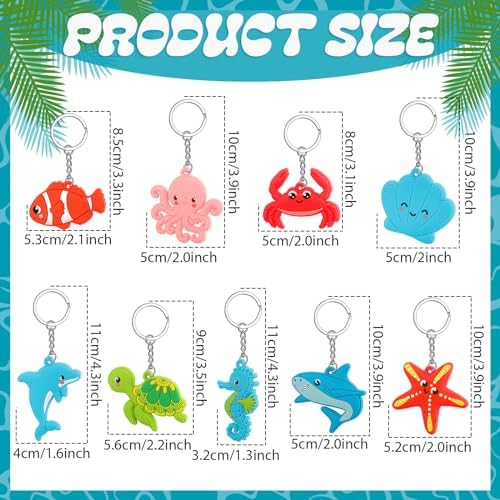 Yinkin 36 Pcs Summer Party Keychains with 9 Styles