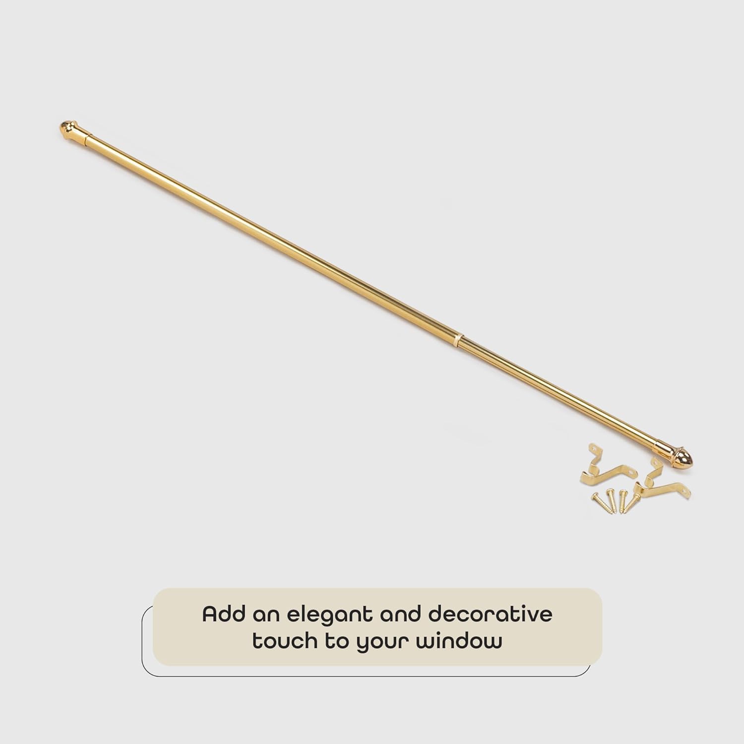 ACHIM Fantasia Cafe Window Rod 18-28 Brass Decorative Rod