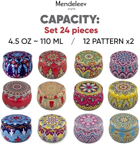 MENDELEEV STYLE 45 Oz Candle Tin Set 24 pcs