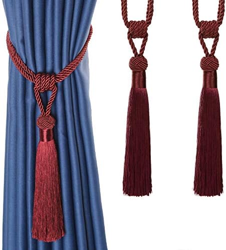 BEL AVENIR Curtain Tiebacks 2 Pack Red Tassels Holdbacks