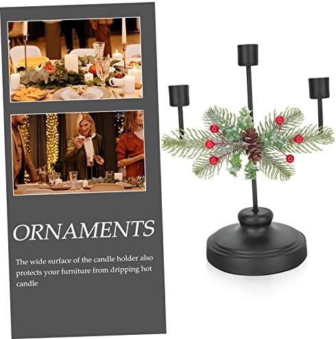 Elegant Christmas Candle Holder Three-Headed Table Centerpiece