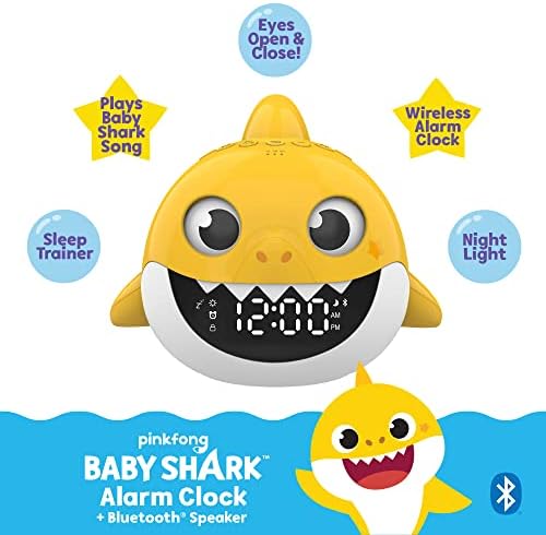Core Innovations Baby Shark Alarm Clock and Bluetooth Speaker Yellow