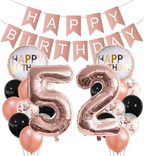 Rose Gold 52 Birthday Foil Balloons Decorations