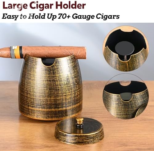 Cigar Ashtray with Lid for Outdoor Patio Use Windproof