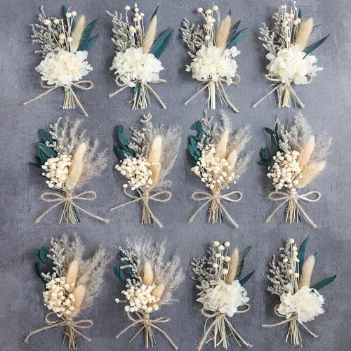 Xins Convey Mini Dried Flower Bouquet Set 12pcs White