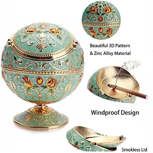 K COOL Windproof Ashtray with Lid Metal Portable