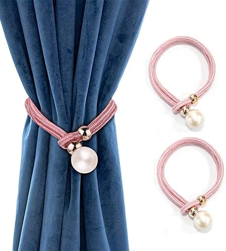 2Pcs Curtain Tie-Backs with Luxury Pearl Hooks