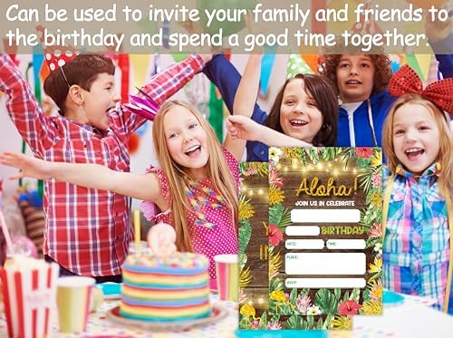 Tropical Summer Birthday Invitations with Envelopes