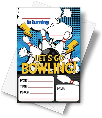 DETIHO 4x6 Bowling Birthday Invitations 20 Sets