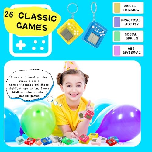 30 Pack Mini Video Game Keychains for Gifts and Parties