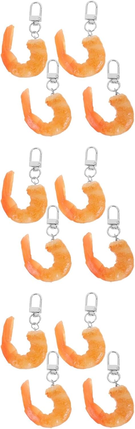 LUOZZY 12 Pcs Realistic Shrimp Keychain Pack