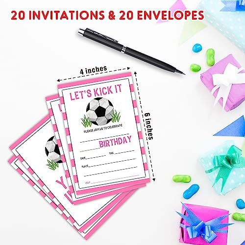 AWSICE Soccer Birthday Invitations Double-Sided Fill-In Cards