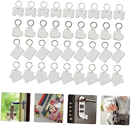 36pcs Sublimation Keychain Blanks for DIY Crafts and Custom Printing