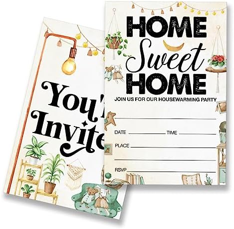 EUDOSI Retro Rustic Housewarming Party Invitation Set of 20 with Envelopes