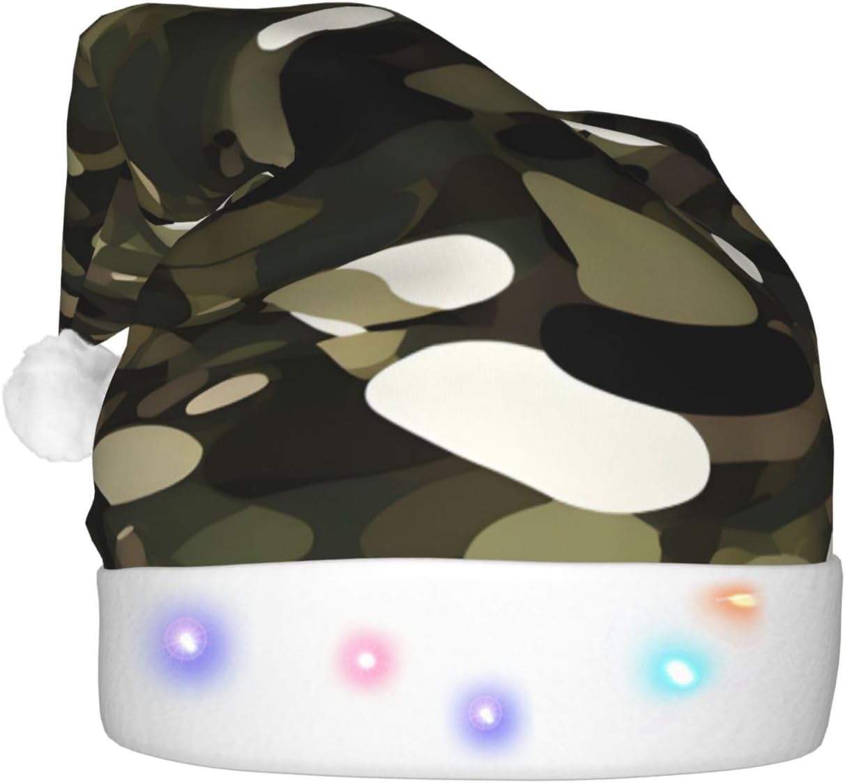 Abstract Camouflage Christmas Hat with LED Lights