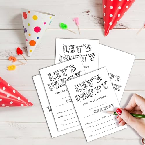 Black and White Birthday Invitations 25 Cards with Envelopes