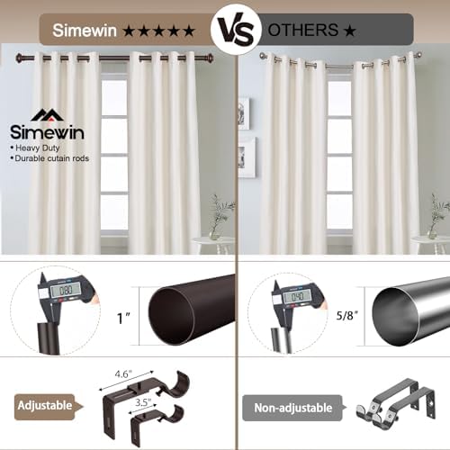Heavy Duty Bronze Curtain Rods 28 to 120 Inches with Adjustable Finials