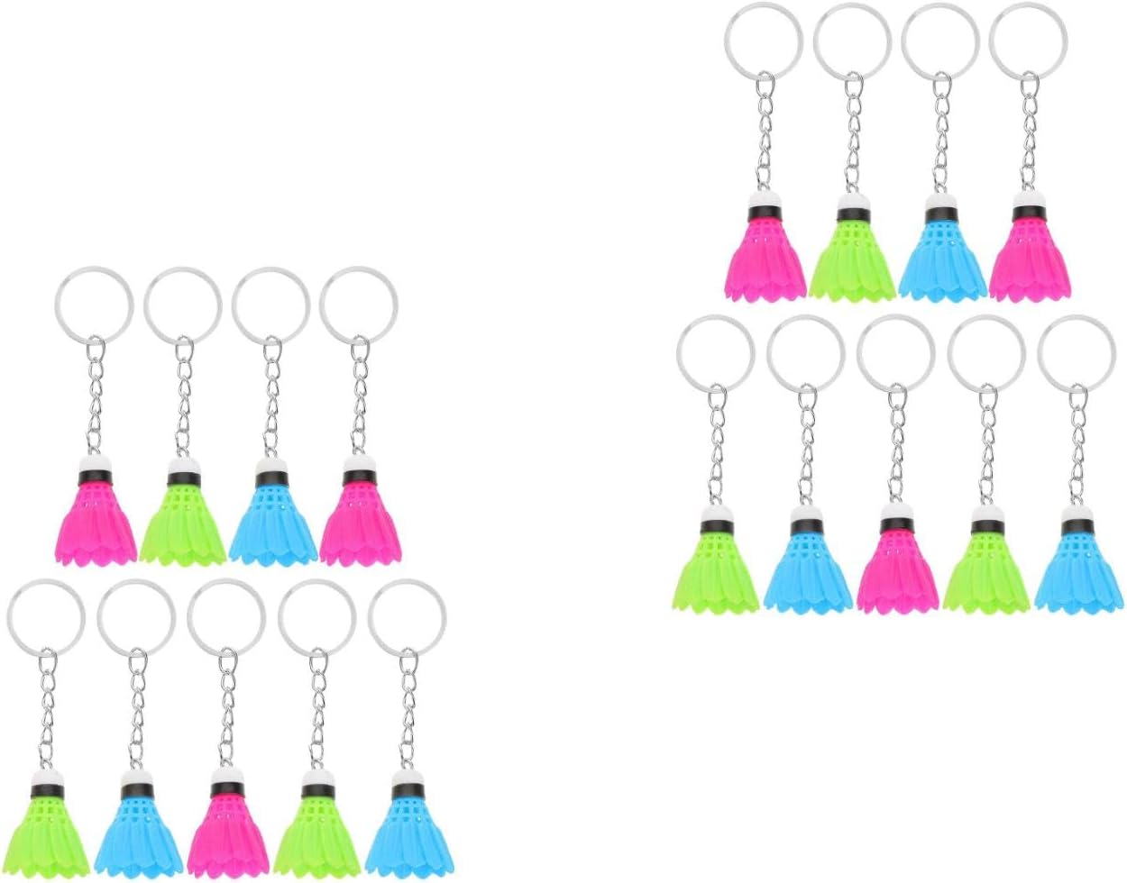 LOGOFUN 18PCS Mini Shuttlecock Keychain Set - 3 Colors