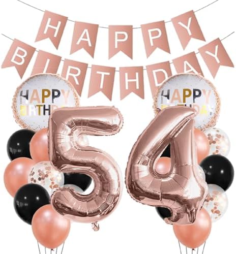 Rose Gold 54th Birthday Foil Balloon Decorations