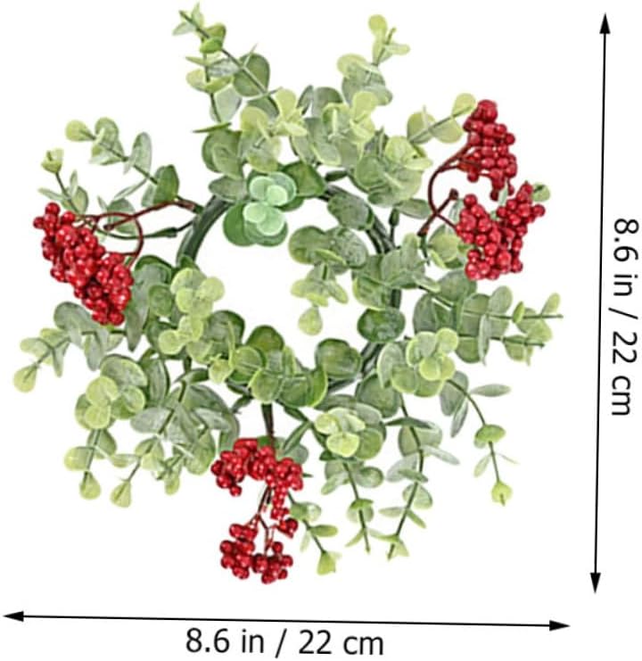 2pcs Eucalyptus Red Berry Candle Christmas Wreaths for Party