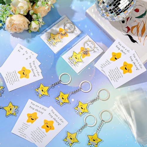 60 Sets Youre a Star Keychains with Cards Back to School Student Gifts