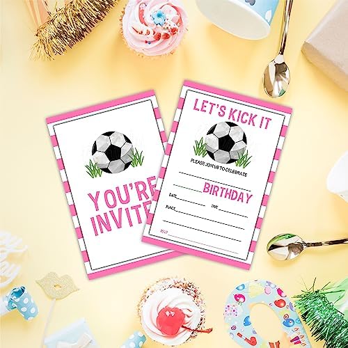 AWSICE Soccer Birthday Invitations Double-Sided Fill-In Cards