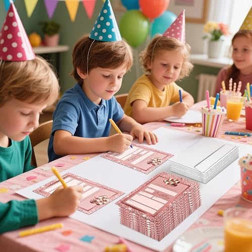 Rose Gold Birthday Invites for Kids Set of 20 with Envelopes