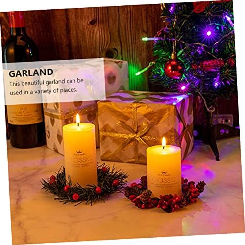 Christmas Candle Garland with Red Berries for Home Decor