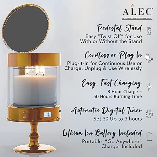 ALEC Clear Hurricane Candle Holder with Rechargeable Timer