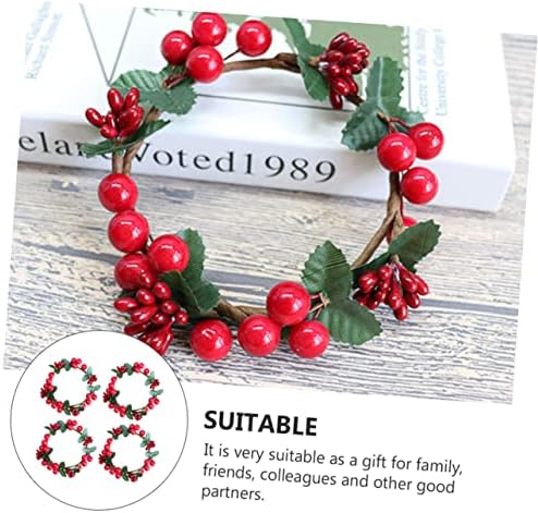 VALICLUD 4pcs Simulated Berry Candle Wreaths Decor for Christmas