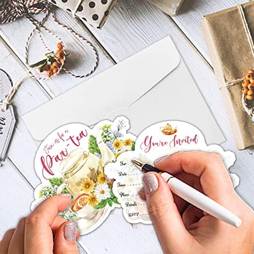REWIDPARTY Tea Party Invitations Set of 15