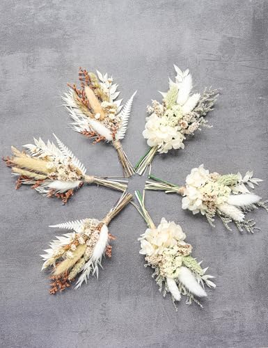 Mini Dried Flower Bouquet Set 6 Pcs White