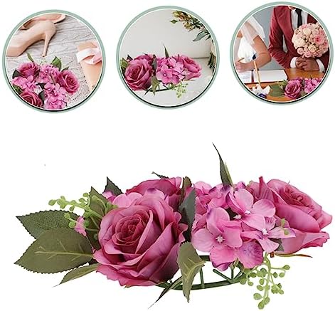 Elegant Faux Roses Candle Wreath for Home Decor