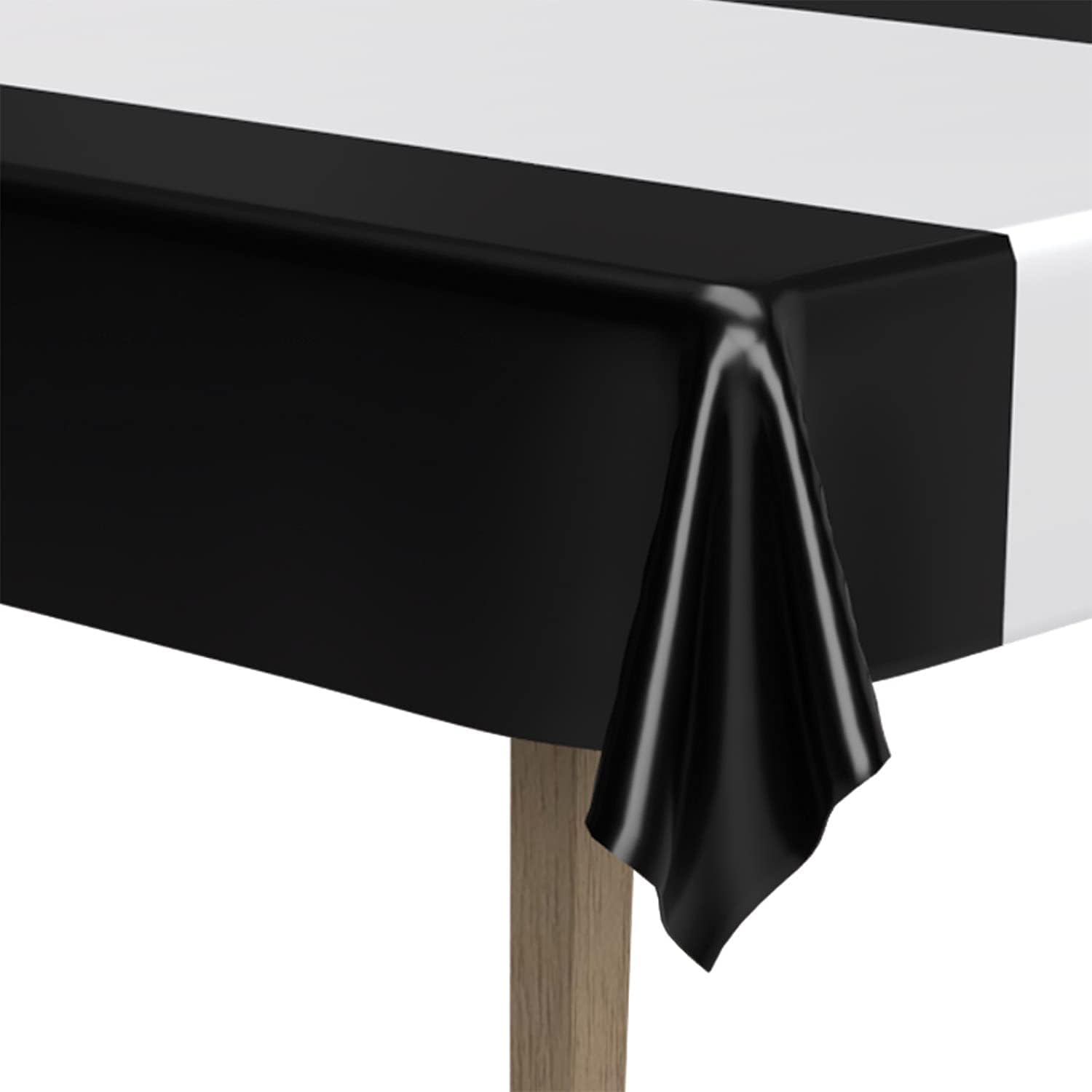 Beistle Black and Silver Striped Table Cover for Awards Night
