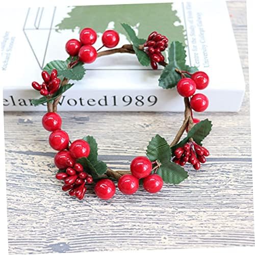 VALICLUD 4pcs Simulated Berry Candle Wreaths Decor for Christmas