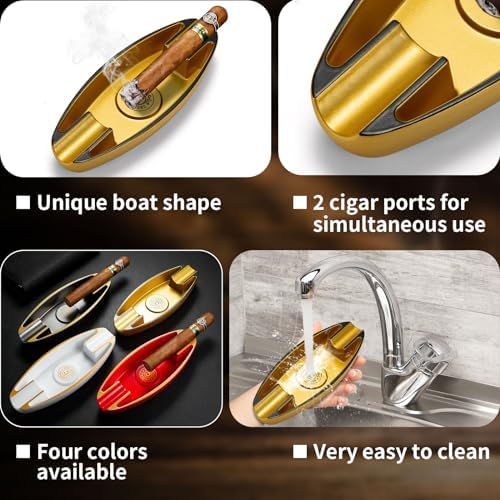 Unique Boat Shape Cigar Ashtray with Holder