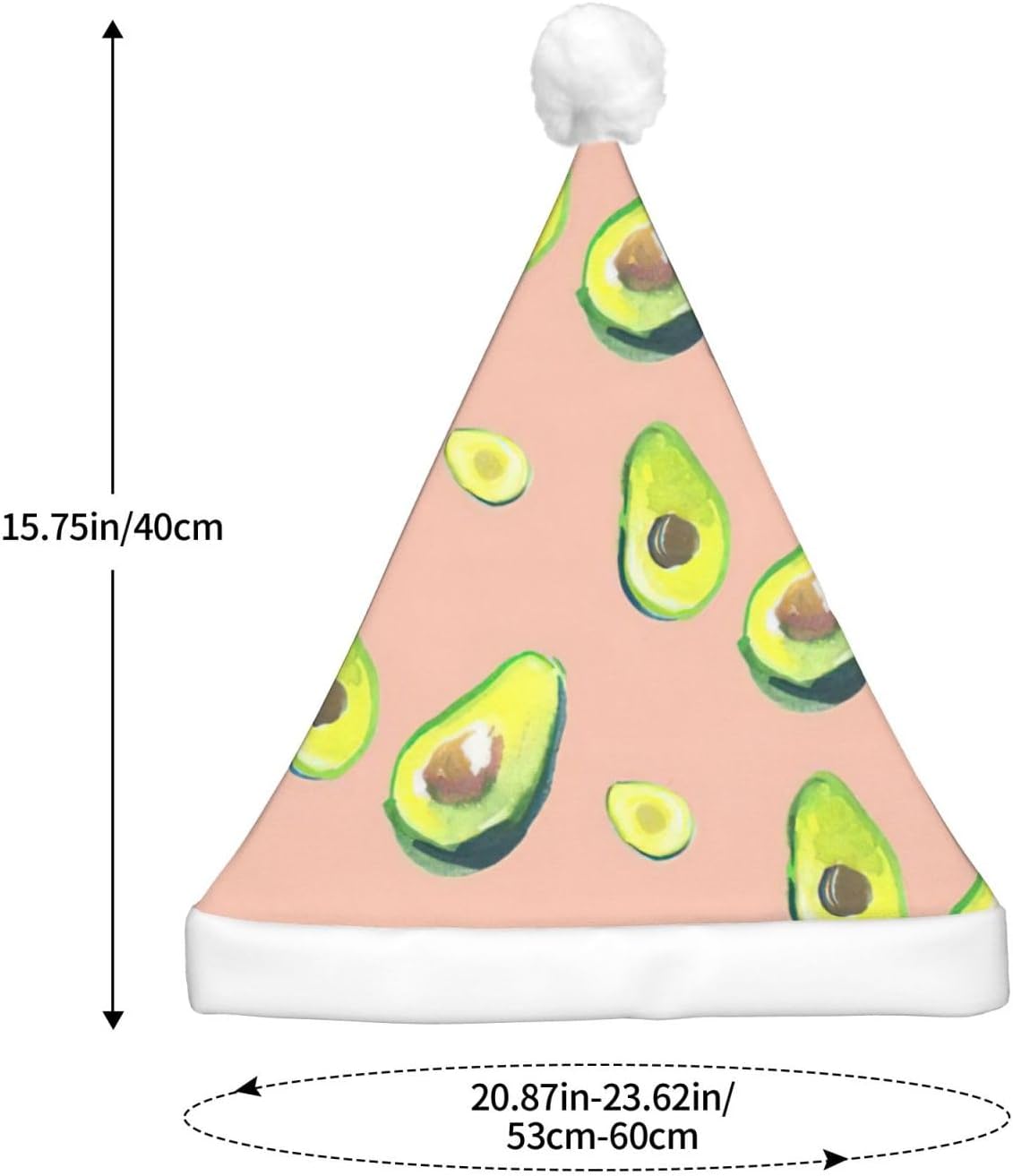 Many Avocado Print Christmas Hat with LED Lights