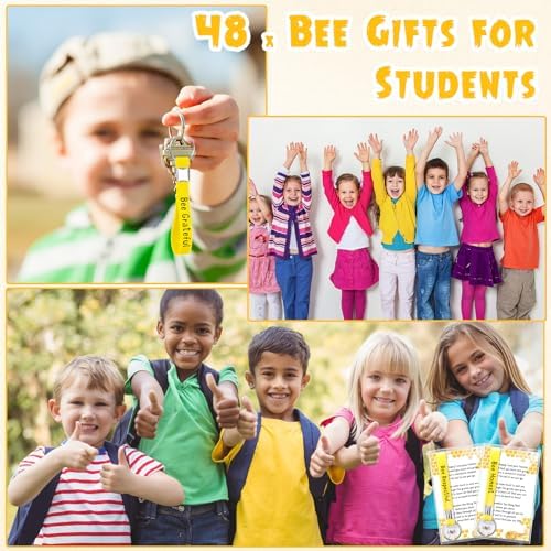 Back to School Gifts for Students from Teacher Inspirational Bee Keychain Cards