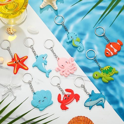 Yinkin 36 Pcs Summer Party Keychains with 9 Styles