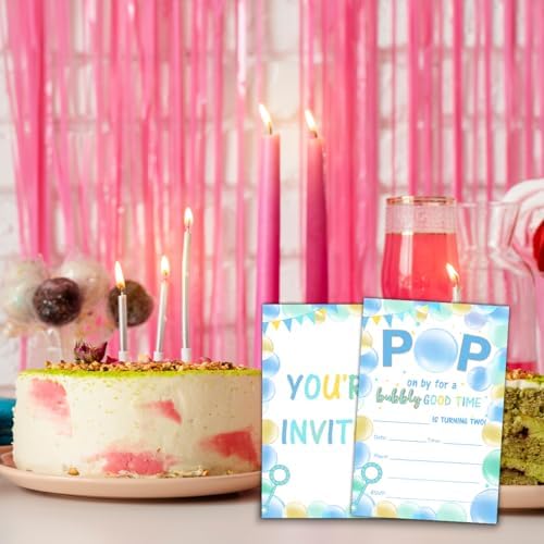 Bubble Party Birthday Invitations with Envelopes Set of 20