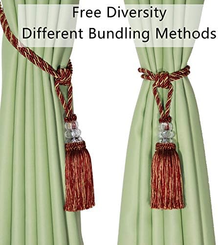 BEL AVENIR 4 Pack Crystal Curtain Tiebacks with Tassels
