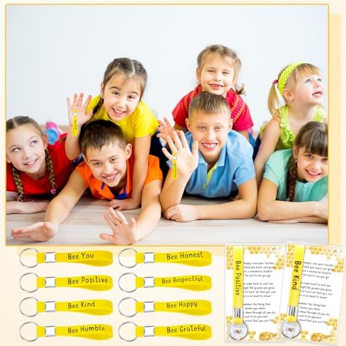 Back to School Gifts for Students from Teacher Inspirational Bee Keychain Cards