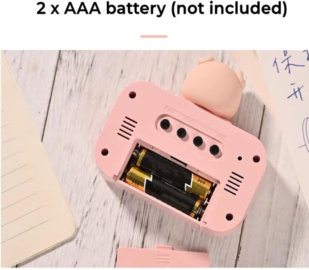 Tnfeeon Cute Electronic Alarm Clock with LED Display for Girls Bedroom