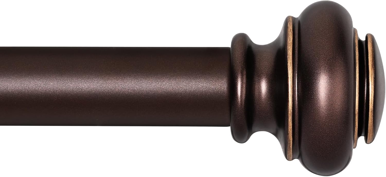 Heavy Duty Bronze Curtain Rods 28 to 120 Inches with Adjustable Finials