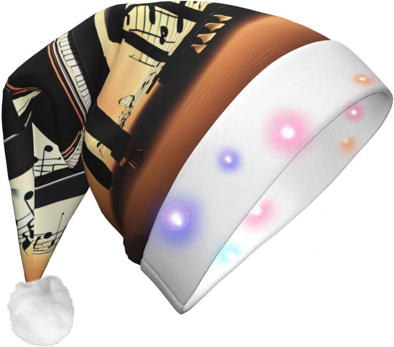 Piano Violin Music Notes Christmas Hat with LED Lights